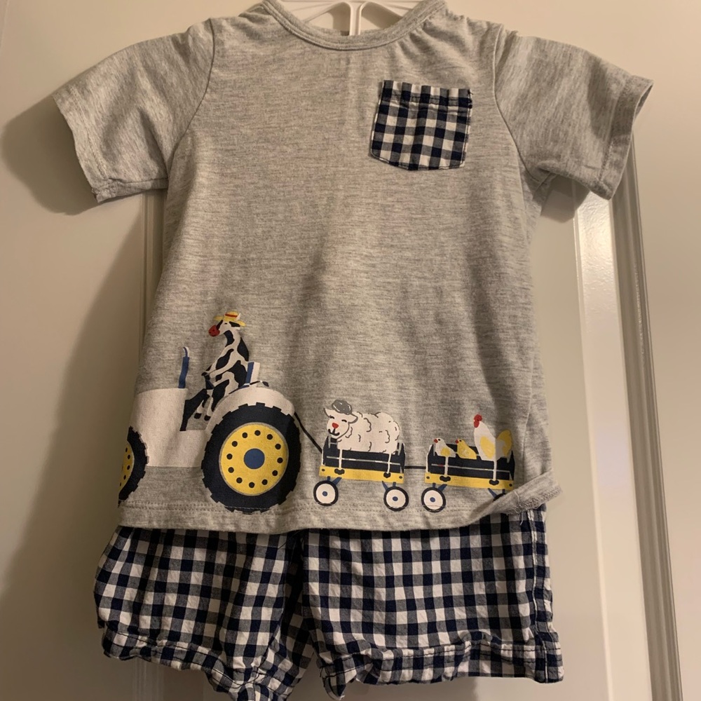Navy Plaid Cow Outfit